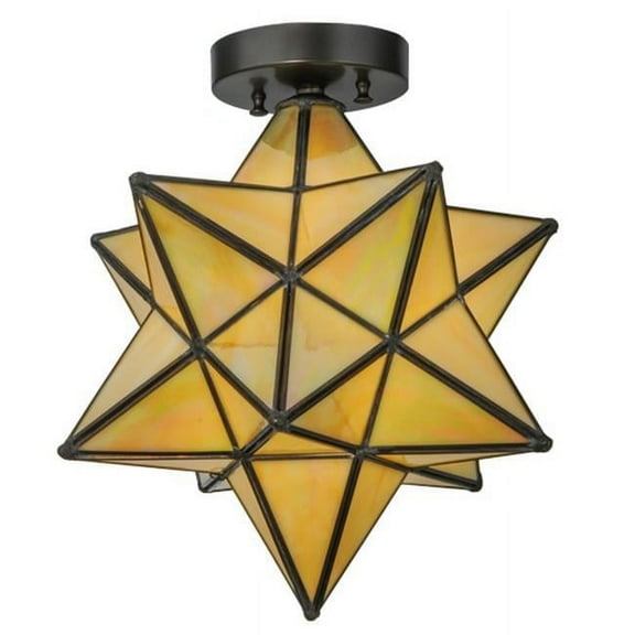 Meyda 148883 12 in. Moravian Star Beige Iridescent Flushmount, Bai