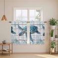 thumbnail image 3 of Sea Turtle Blue Kitchen Curtains, Coastal Ocean Seaweed Wooden Grain Light Filtering Window Curtain Panels, 2Pcs Rod Pocket Window Treatments Set for RV Dining Room Study Room 42x54 Inches, 3 of 9