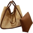 thumbnail image 1 of LHSHID Women Straw Bags Summer Rattan Hand-Woven Beach Large Tote Bag Fashion Handbag with PU Strap, 1 of 6
