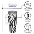 thumbnail image 4 of 40oz Tumbler with Handle and Straw, Vacuum Insulated Stainless Steel Travel Mug, Fits Car Cup Holder, Animal Print, 4 of 6