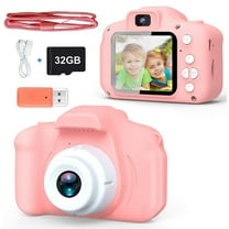 Mixmart Kids Selfie Camera 1080P HD 20MP Digital Camera with 32GB SD Card, Pink