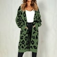thumbnail image 6 of Women'S Cardigan Sweaters Leopard Long Sleeve Open Front Outwear Fall Winter Loose Knit Cheetah Long Cardigan Green L, 6 of 8