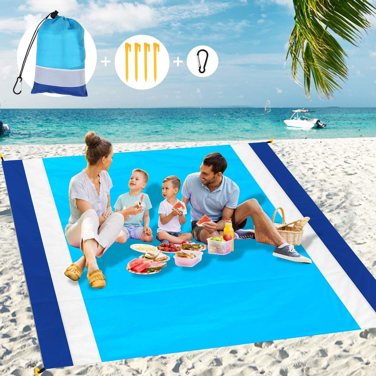 Sandproof Beach Blanket Oversized Sand Free Beach Mat 79''×83