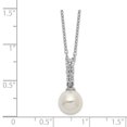 thumbnail image 2 of 925 Sterling Silver Cable Necklace with Pendants Chain Majestik 8-9mm Imitation Shell Pearl CZ Spring Ring Clasp 17 inch 8 mm, 2 of 3