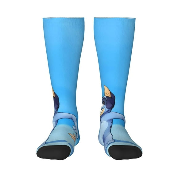 Sanaai Bluey Printed Men's & Women's Crew Socks - Lightweight Thin Cotton Calf and Knee-High Socks for Casual Wear