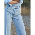 thumbnail image 4 of Women'S Jeans High Waisted Stretchy Roll Hem Pearl Wide Leg Denim Pants Light Blue S, 4 of 7