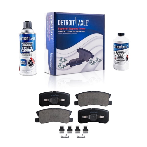 Detroit Axle - Rear Ceramic Brake Pads w/Hardware Replacement for Chrysler 200 Sebring Dodge Avenger Caliber Jeep Patriot Compass Mitsubishi Endeavor Lancer Montero Outlander Sport - 4pc Set