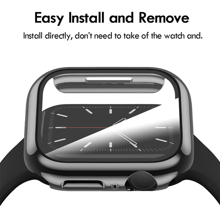 For Apple Watch Series 7 Series 8 Case [41mm], Full Cover Snap-on Cover  with Built-in Clear Glass Screen Protector Anti-Scratch & Shockproof Hard  PC Plated Bumper for iWatch Series 7 8 41mm