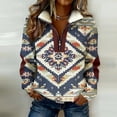 thumbnail image 2 of LEKWK Western Shirts Tribal Pattern Print Long Sleeve Tops Stand Collar Casual Tops Quarter Zip Fleece Sweater Fall Outfits, 2 of 8