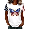 thumbnail image 2 of 250 Anniversary Usa Shirt Summer Tops for Women Graphic Tees Stylish Printed Short Sleeve Round Neck Comfortable Casual Daily Everyday Wear, 2 of 5