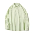 thumbnail image 2 of Mens Shirts with Pocket Business Casual Long Sleeve Tshirts Shirt Button-Down Collared Solid Color Breathable Lapel Work Shackets Tops, 2 of 6