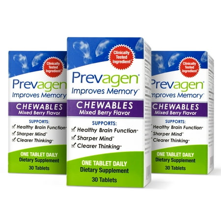 Prevagen Improves Memory - Regular Strength 10mg, 30 Chewables |Mixed Berry-3 Pack| with Apoaequorin & Vitamin D | Brain Supplement for Better Brain Health, Supports Healthy Brain Function and Clarity