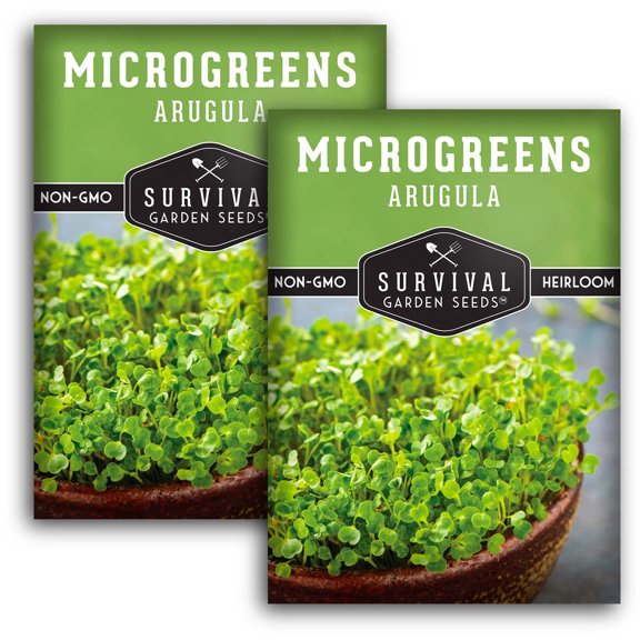 2 Packs of Arugula Seed for Microgreens - Non-GMO Heirloom Full Sun Annual