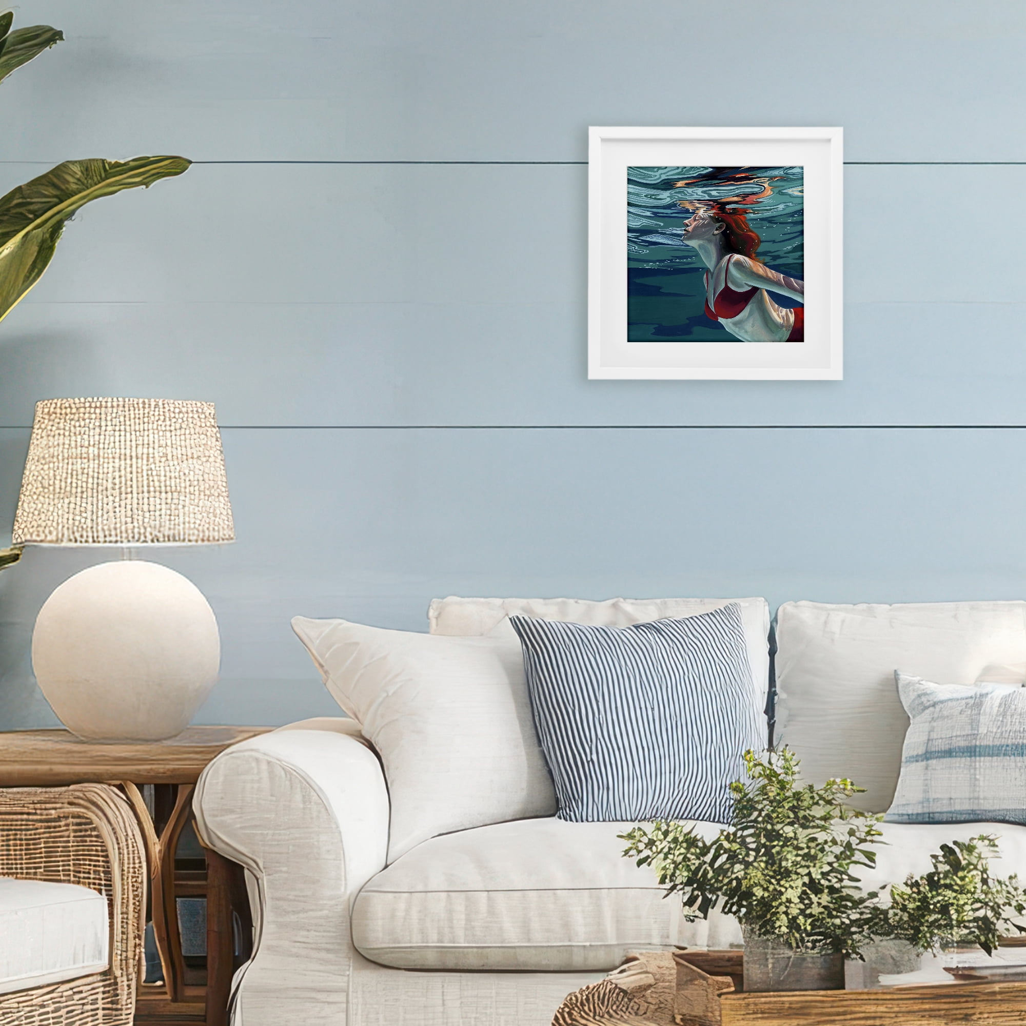 Stupell Industries Swimming To The Surface White Framed Print Under Glass, design by Kate Jarvik Birch