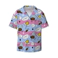 thumbnail image 2 of Lsque Bees And Daisies Striped print Men's Cuban Collar Short Sleeve Shirt Summer Beachwear Casual Button Down Fashionable Vacation Leisure Shirt-3X-Large, 2 of 7