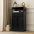 thumbnail image 2 of SuperDeal 43'' Freestanding Storage Cabinet Farmhouse Style with Doors & Drawers for Kitchen Pantry, Bathroom Floor, and Home Organization (Black), 2 of 12