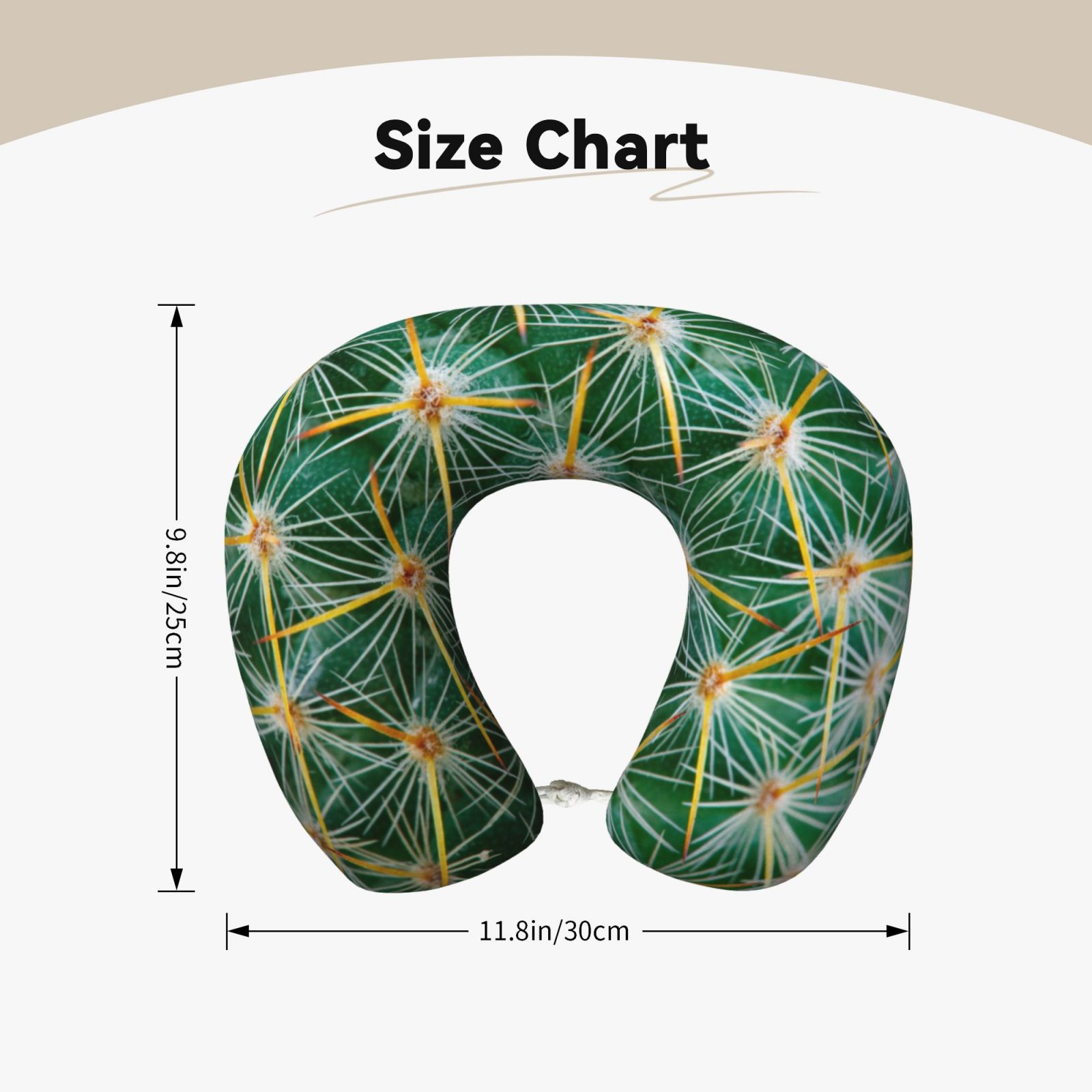 Xecao Thorns Of Macro Cactus Print Memory Foam Cervical Neck Pillow Versatile U-Shaped Pillows for Home,Office,Camping,Travelling,Soft Washable Cover