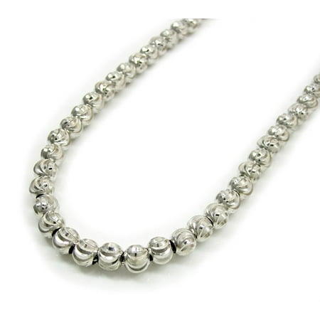 14K White Gold Mens 2MM Diamond Cut Moon Chains Necklace 16 to 24 Inches, 22 Inches