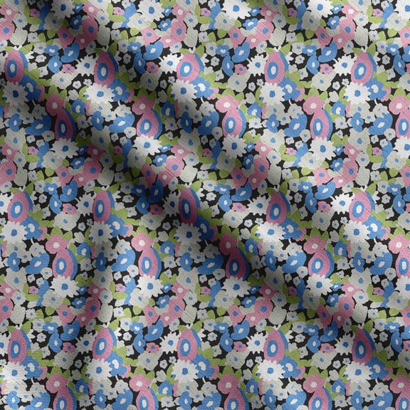 Soimoi Florals Print, Silk Fabric, Decor Sewing Fabric by The Yard 42 Inch Wide,Decorative Fabric for Shirts Suits Ties, Black