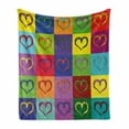 thumbnail image 1 of Art Soft Flannel Fleece Throw Blanket, Warholesque Vivid Hearts in Colorful Squares Pop-Art Inspired Artwork Sixties Retro, Cozy Plush for Indoor and Outdoor Use, 50" x 60", Multicolor, by Ambesonne, 1 of 6