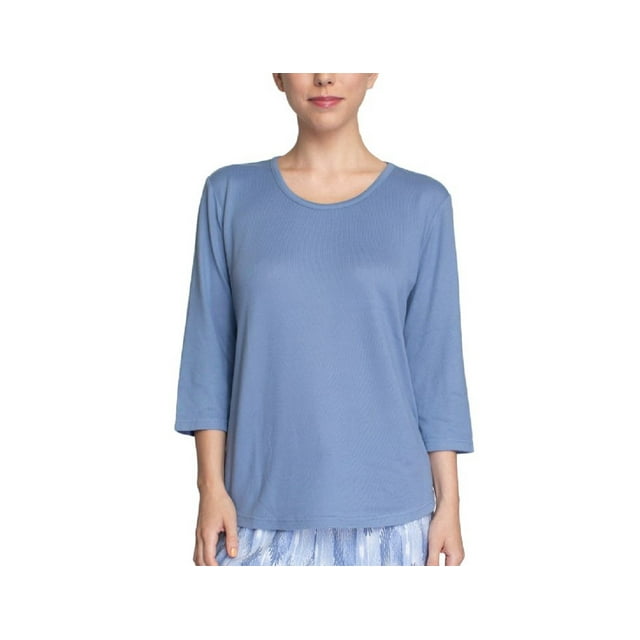 MUK LUKS Womens Plus Size Solid Pajamas Top,Blue Feather,1X