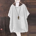 thumbnail image 2 of Women's T-shirts Women's Summer Short Sleeve Solid Casual Loose Linen Top T-shirts, 2 of 4