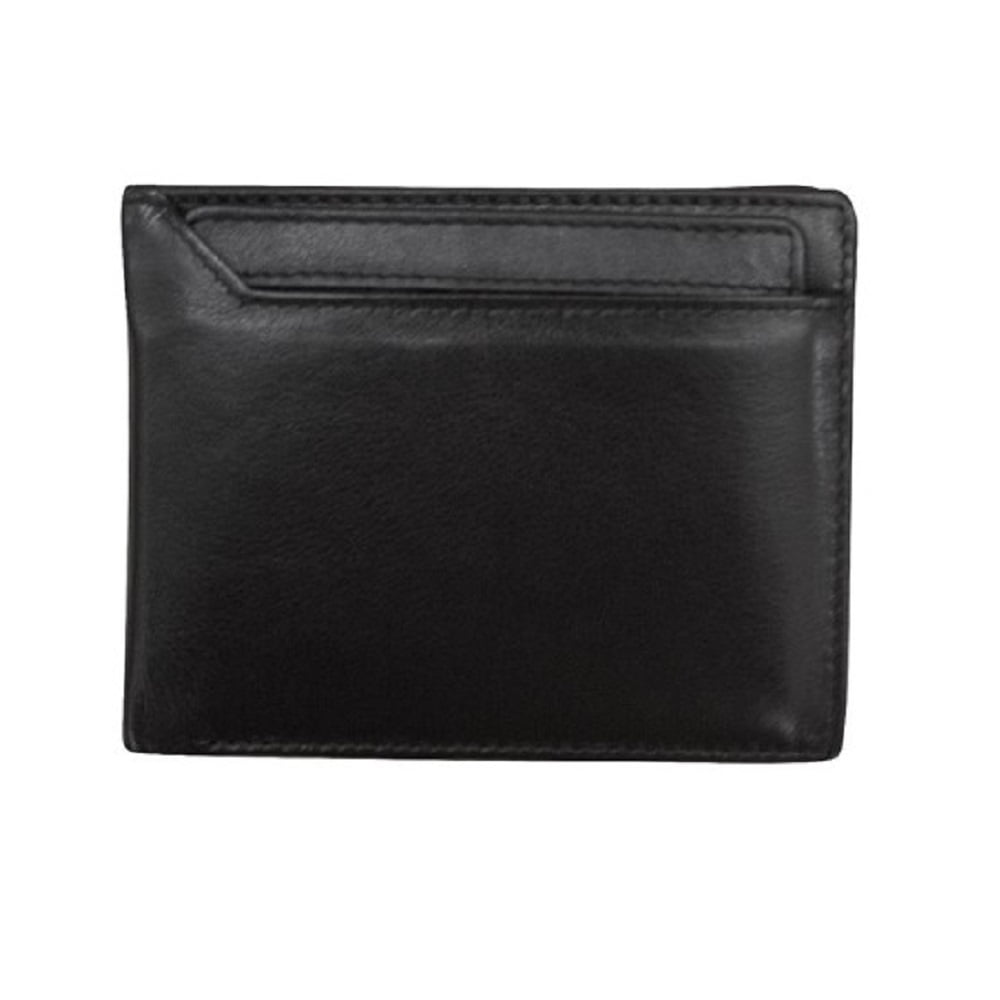 ili New York Black Leather Bifold Mens Wallet With Detachable ID Card ...