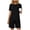 Black, variant on Womens 2 Piece Round Neck Top Bermuda Shorts Set Short Sleeve Elastic Waist Loungewear Breathable Wrinkle-Free Casual Loose Fit Conjunto de Ropa para Mujer