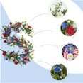 thumbnail image 4 of Artificial Independence Day 4Th Of July Garland, Patriotic Garland with Red, White, Blue and Green Leaves, Berries and Flag Ribbons, Wall Hanging Table Garland for Independence Day, Memorial Day, 4 of 9