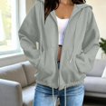 thumbnail image 2 of DJDLJWCJ Zip Up Hoodie Women Lightweight Hooded Sweatshirts Loose Fit Solid Color Long Sleeve Hooded Jacket Gray Size XL, 2 of 6
