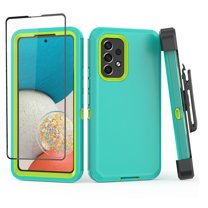 NIFFPD Samsung Galaxy A53 5G Case with Screen Protector Full-Body Shockproof Phone Case for Galaxy A53 5G with Belt-Clip Holster Green&Yellow