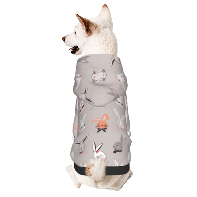 Fotbe Various Rabbits Sudadera con Estampado para Perros Pequeños – Suéter con Capucha para Mascotas, Tela Suave de Forro Polar con Bolsillo-X-Small