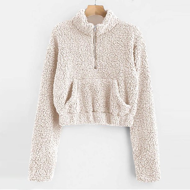 Sudadera Cálida De Moda Abrigo Corto De Manga Larga Para Mujer Con Bolsillo Grande Likrtyny Mujer