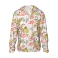 thumbnail image 2 of Uemuo Tropical Pink Flamingo Pineapple Pattern Women's Full Zip UPF 50+ Sun Protection Hoodie Jacket Long Sleeve Sun Shirt Hiking Outdoor Performance with Pockets-Small, 2 of 9