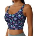 thumbnail image 5 of Sports Bra For Women, Pink Flower Blue Skull Sports Bras For Women High Support, Workout Tank Tops Woman With Removable Cups, 5 of 8