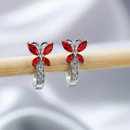 

YJHBRCYWM Lovely Charming and Cute Butterfly Hoop Earrings - Adorable Women‘s Delightful Jewelry - Perfect Stunning Earring for Wedding Parties - Ideal Birthday Gift for Females - Happy