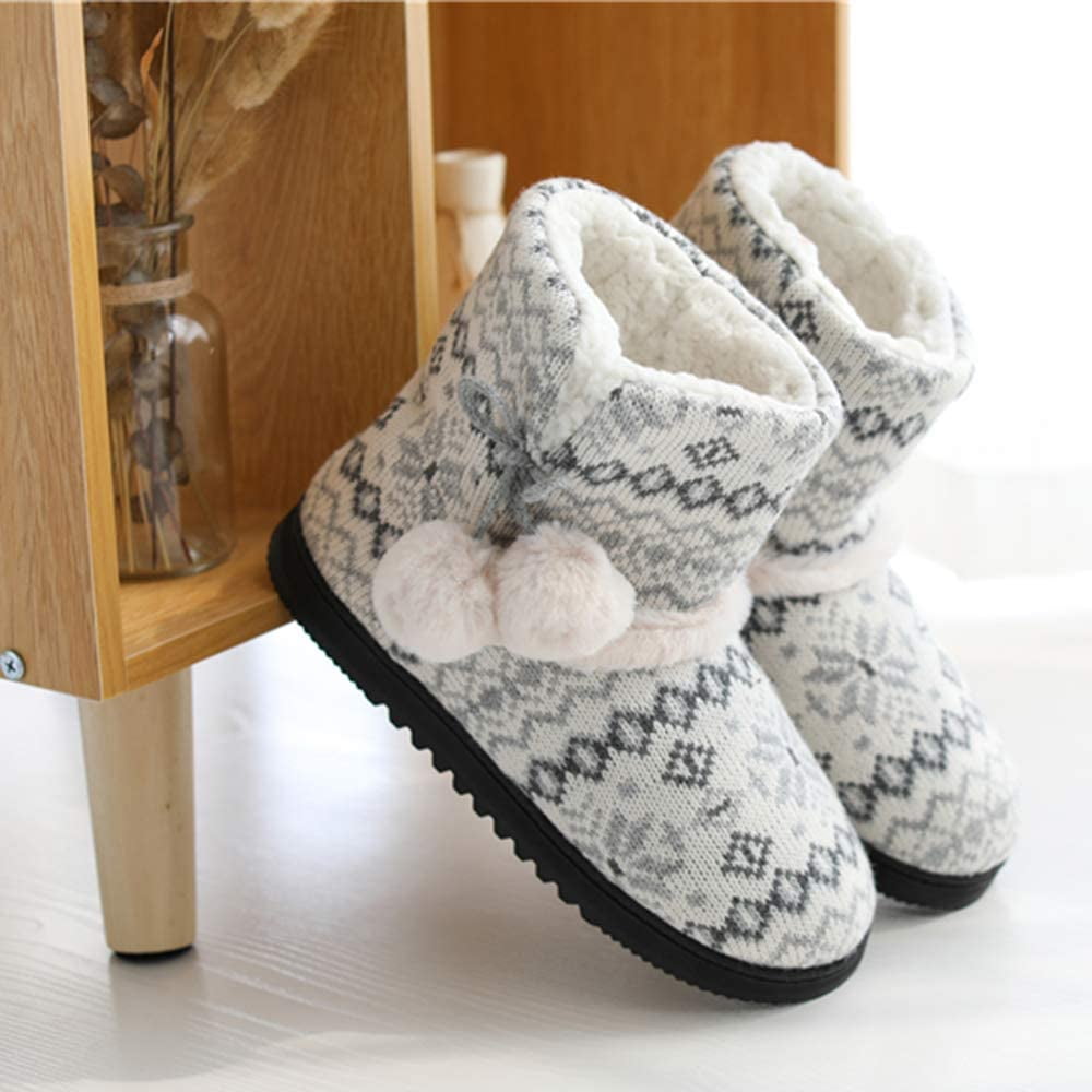 Slipper Boots for Women Men House Slippers Snow Boots Winter Warm Plush Booties Slipper Socks Comfy Shoes Fluffy Boots Foot Warmer Non Slip Xmas Gifts