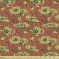 thumbnail image 2 of Floral Fabric by the Yard, Vintage Design Poppy Flowers Illustration in Repetitive Pattern, Decorative Upholstery Fabric for Sofas and Home Accents, Burnt Sienna and Pastel Brown by Ambesonne, 2 of 5