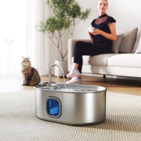 PawHut 246 oz./7L Stainless Steel Cat Water Fountain, Pet Water Fountain with Filters, Ultra-Quiet Pump, for Cats, Dogs and Multi-Pet Homes