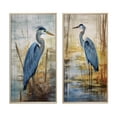 thumbnail image 2 of Designart "Blue Heron by the Waterside Watercolor I" Animals Bird Framed Wall Art Set Of 2 - Children's Art White Frame Gallery Set For Office Decor, 2 of 6