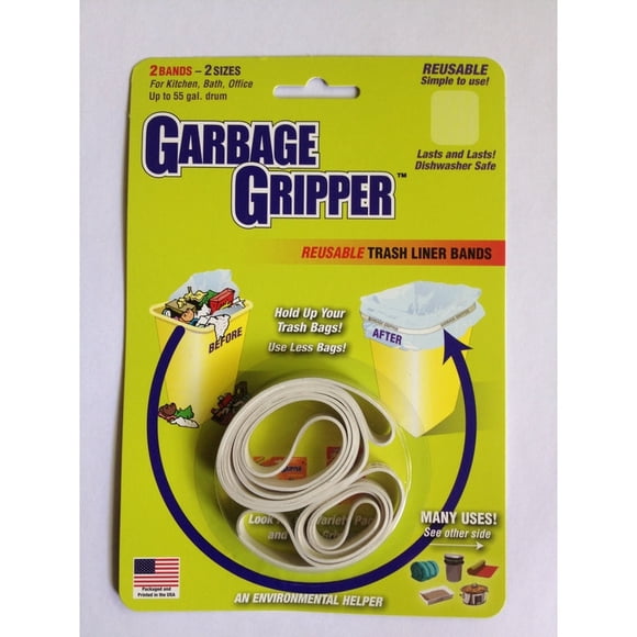 Trash Liner Bands Garbage Gripper, paquete de 2 unidades, goma blanca