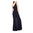 thumbnail image 2 of BLONDIE Womens Navy Slitted Asymmetrical Neckline Full-Length Formal Sheath Dress 1, 2 of 4