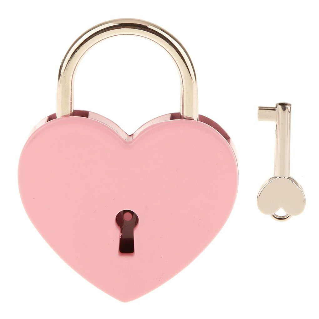 2 Sets Heart-Shaped Padlock & Skeleton Key Metal Lock for Luggage Diary Book Jewelry Box Akozon Padlock Lock Key 