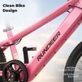 thumbnail image 6 of RUNDEER 20'' Electric Bike for Age 6-13, Kids Ebike, 250W, 48V/20Ah, 20MPH, 32 Miles Range, 2849 by TÜV Certificated, Pink, 6 of 9