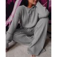 thumbnail image 2 of Women's Ribbed Hoodie and Wide Leg Pants Set, Long Sleeve Knit Two Piece Outfit, 2 of 5
