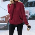 thumbnail image 6 of Red Womens Sweatshirts Women Winter Color Pullover Zipper Wool Loose Tops with Pockets Going Out Tops for Women, 6 of 6