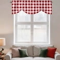 thumbnail image 3 of Tie Up Valances for Windows, Red Farmhouse Adjustable Valance Curtains Window Treatment for Living Room/Bedroom, Gradient Buffalo Plaid Lattice Grid Rod Pocket Kitchen Curtains & Drapes 42x12 Inch, 3 of 9