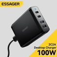 thumbnail image 4 of Cargador rápido Essager de 4 salidas para iPhone Samsung Xiaomi MacBook (enchufe de la UE) Kuymtek Para estrenar, 4 of 5