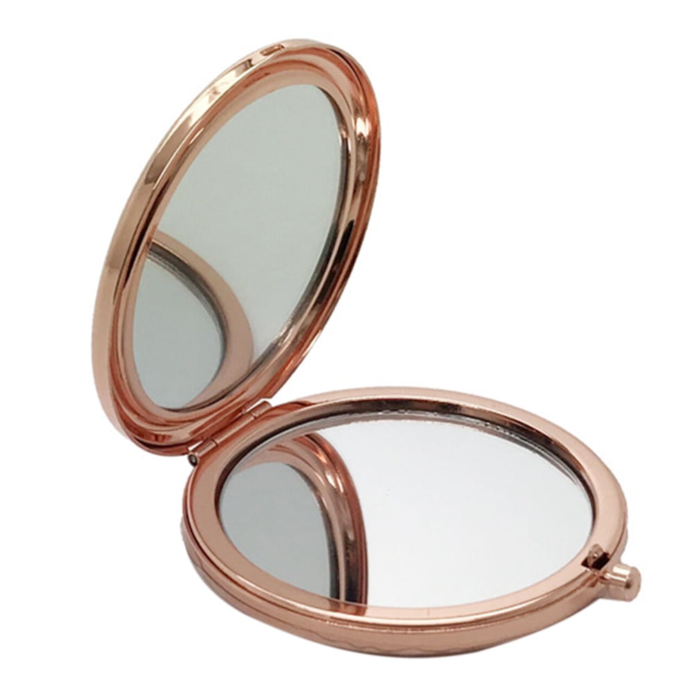 SunSunrise Portable Round Metal Double Side Travel Pocket Mirror Women