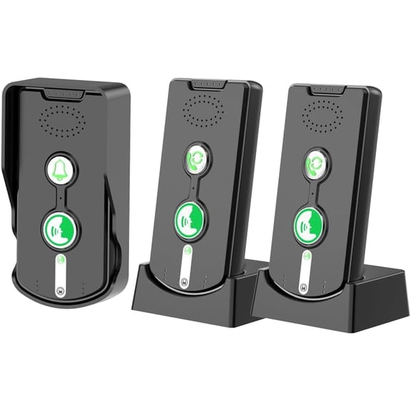 Wireless Doorbell Intercom for Home,Waterproof Doorbells Kit with Rechargeable Battery,1640ft Long Range,3 Ringtones,5 Volume Levels,(1 Doorbell with 2 Intercoms